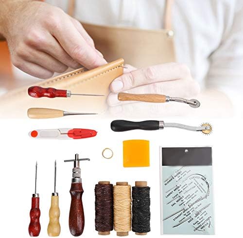 14 PCS Ferramentas de trabalho em couro, kit de ferramentas de fabricação de artesanato em couro