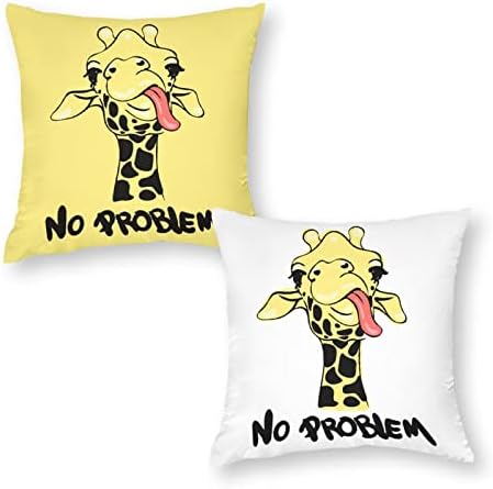 Conjunto engraçado de girafa de 2 capas de travesseiro de arremesso de almofada quadrada travesseiros