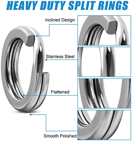120pcs de pesca anéis divididos de aço inoxidável anéis de atração pesada de serra achatada anéis hiper
