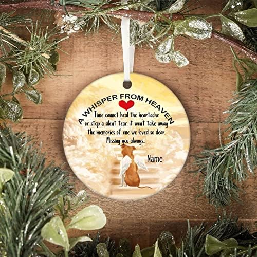 Memorial Pet Theme Christmas Ornament, um sussurro do céu, nome de cão personalizado ornamento