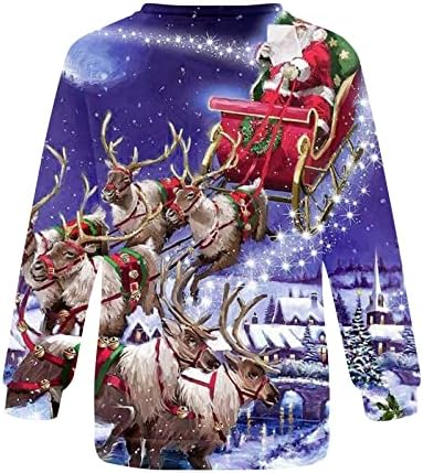 Camisas de inverno Anniya para mulheres Crewneck Merry Christmas Tshirts Blush Soft Relaxed Wrap for Women