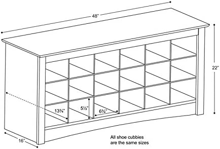 Atlin Designs 18 Cubby Shoe Storage Bench em branco