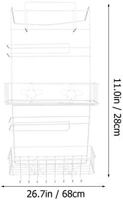 Prateleiras de parede montadas na parede Organizador: 5 camada pendurada na prateleira de ferro para a porta do armário de geladeira com gancho para frascos de papel de cozinha embrulhada em toalha de despensa branca prateleiras de armazenamento