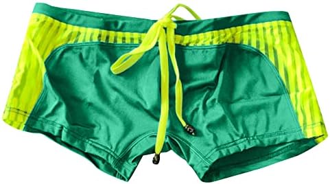 4zhuzi Men's Quick Dry Swimsuit, roupas de banho de verão listradas de malha listrada cintura de cordão