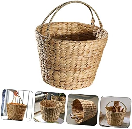 Cabilock 1pc palha cesta de balde para frutas cestas de armazenamento de ervas marinhas de armazenamento de armazenamento de armazenamento cesto cestas de menina cestas de flores para meninas para casamentos Borda
