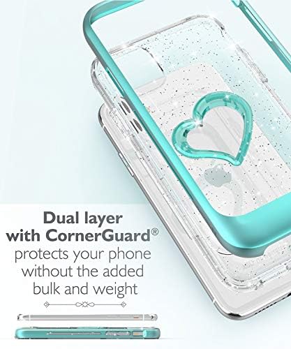 VENA VLOVE GLITTER CLARE CASA COMPATÍVEL com Apple iPhone 11, formato de coração Camada dupla híbrida