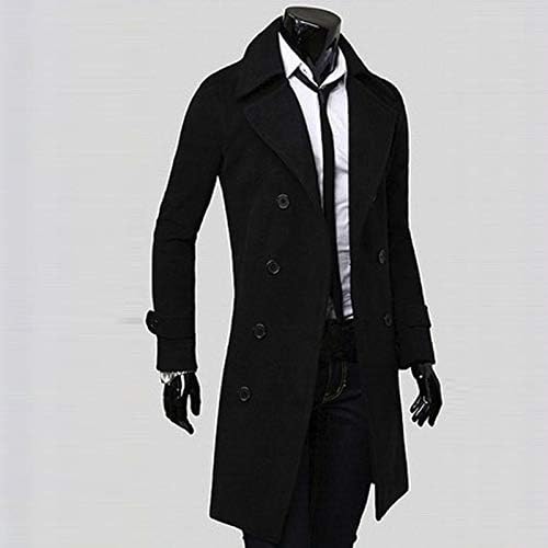 Jaqueta masculina 4x de inverno masculino fino e elegante casaco duplo de casaco comprido casaco de casaco comprido com zíper de lã de lã