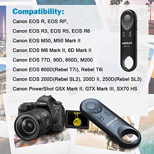 Aodelan Remote Chunter Liberação para Canon M50, M50 II, M50 Mark II, EOS R, R5, R6, RP, 6D Mark II, M6