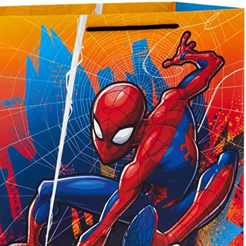 Hallmark Marvel Sacos de presente do Homem-Aranha para aniversários, Halloween, Natal, festas infantis