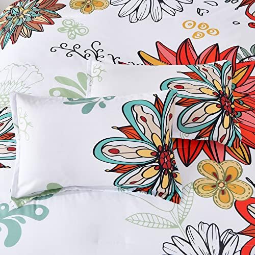 Conjunto de consolador da rainha Boho Mandala 3pcs Consolador com 2 travesseiros Consolador floral