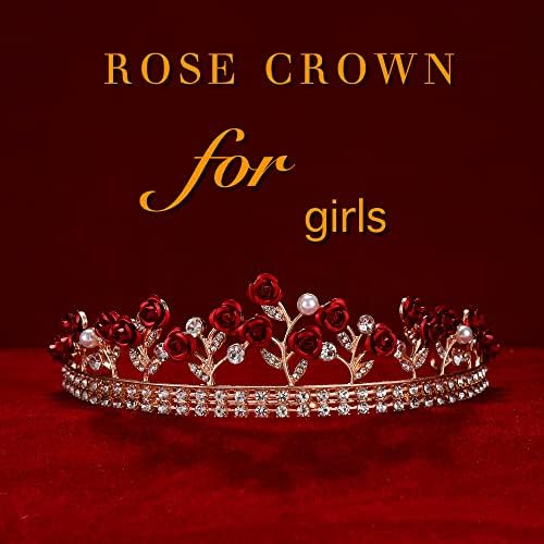 Princesa de ouro Tiaras para meninas Mulheres, Rose Birthday Tiaras para meninas coroas de flores
