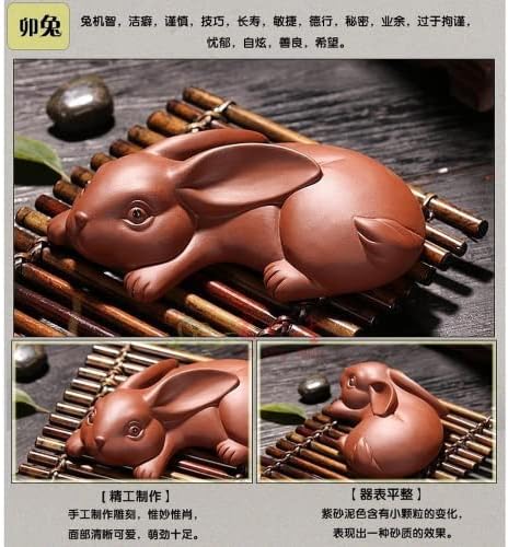 Xialon 12,6 cm de argila roxa coelho chá ornamento de animal de chá brincar uma cerimônia de chá do conjunto de