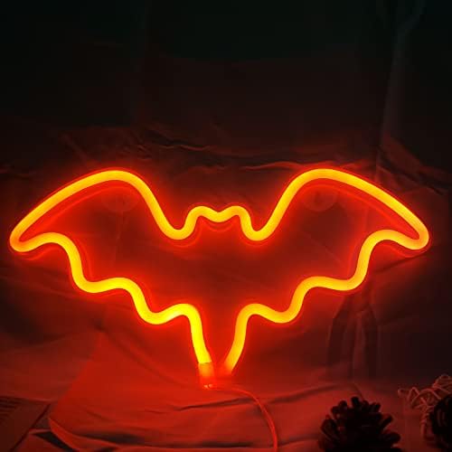 ZXNEHG Halloween LED LED NEON Sign Lights, Halloween Decoração Bat Neon Light Sinal com USB alimentado