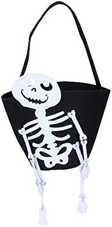 Abaodam Black Skull Candy Bag Balloween truque ou tratamento bolsa de doces de bolsa de armazenamento