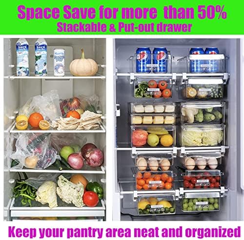 2 pacote de gavetas de geladeira, caixas de organizador de geladeira, caixa de gavetas de armazenamento