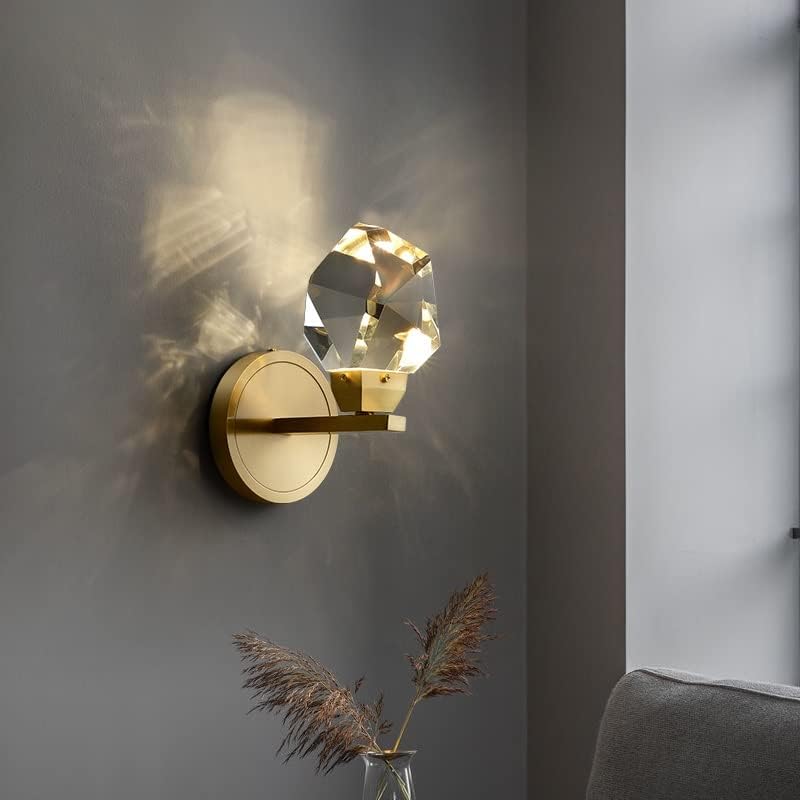 Lâmpada de parede de cobre nórdica jydqm ao lado da sala de estar do quarto luxuosos luminárias de parede de cristal