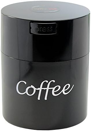 Coffeevac 1/2 lb - o recipiente de café selado a vácuo final, preto com logotipo