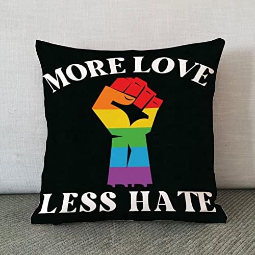 Arco -íris orgulho lésbica gay lgbtq tampa de travesseiro de arremesso de amor mais Love Menos de almofada