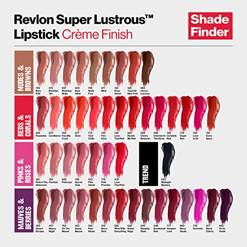 Revlon Lipstick Super Lustrous, Lipcolor de alto impacto com fórmula cremosa hidratante, infundida com vitamina