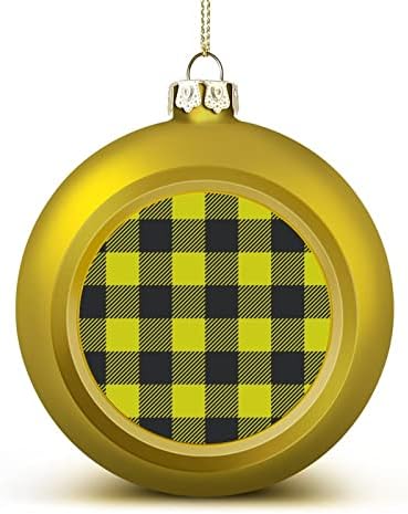 Amarelo e preto Checked Christmas Ball Ornamentos pendurados xams decoração de árvores para festa de férias