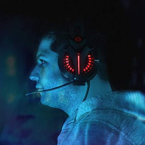 RAXINBANG fone de ouvido Red LED Over-Ear Surround Sourt Gaming Ruído do fone de ouvido Microfone para PC, Xbox