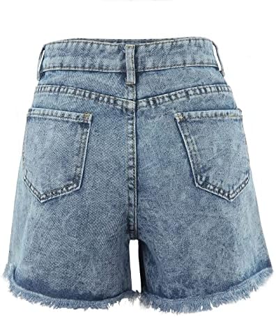 Mulheres de manga curta tampas shorts jeans de jeans de bolso de bolso de bolso impressão