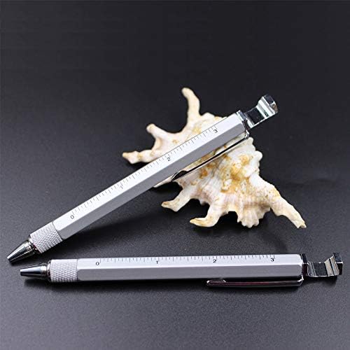 Jason Yuen 2pcs Pacote 7 em 1 caneta de ferramenta de metal multifuncional com régua, caneta