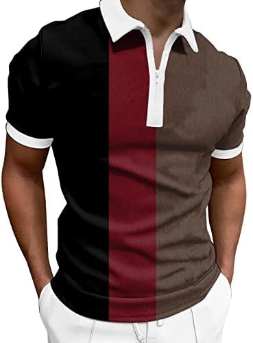 Camisa de pólo clássica masculina de manga curta bloco colorido camiseta de gola de colar