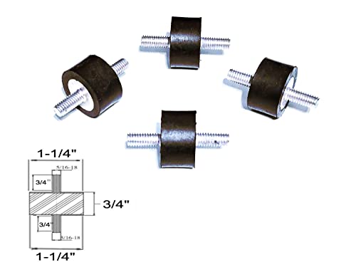 4 suportes de isolador de vibração de borracha 5/16-18 x 3/4 de comprimento