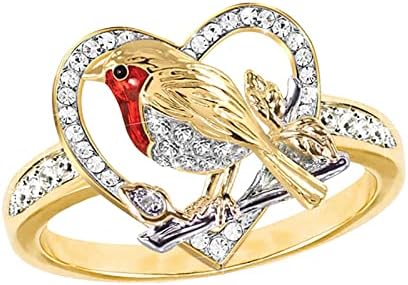2023 novo anel de pássaro anel vermelho anel de pássaro criativo para mulheres anéis anel de cor