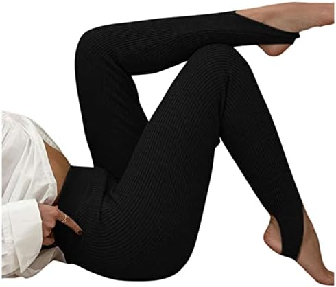 Perneiras de estribo a lixão para mulheres calças de cintura alta estirar calças de ioga sólida