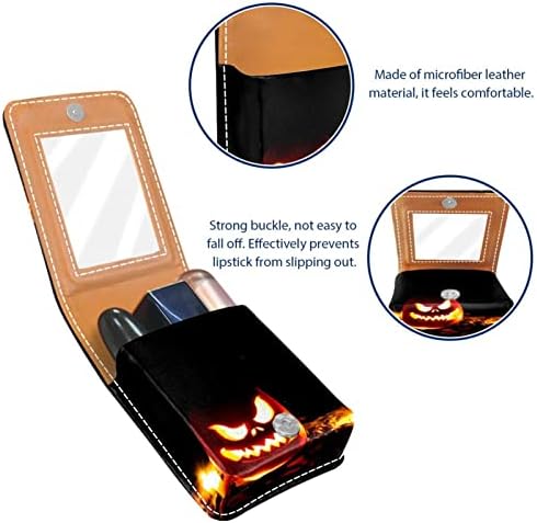 Caixa de batom com espelho Halloween portátil Organizador de batom com espelho Mini Makeup Saco