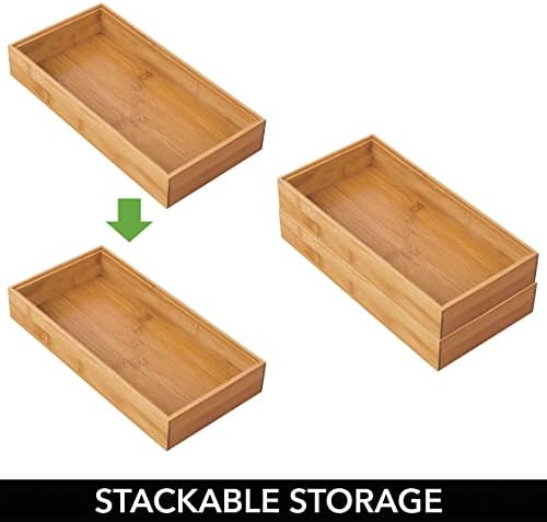 MDESIGN Wooden Bamboo Drawer Organizador - Bandeja de caixa de armazenamento empilhável de 12 para gavetas/armários