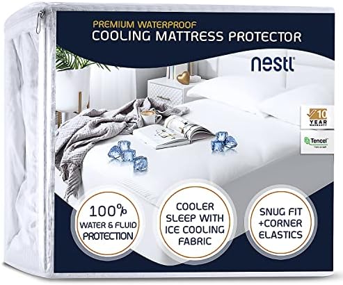 Protetor de colchão de tamanho King Nestl, refrigeração do colchão à prova d'água King, capa de colchão