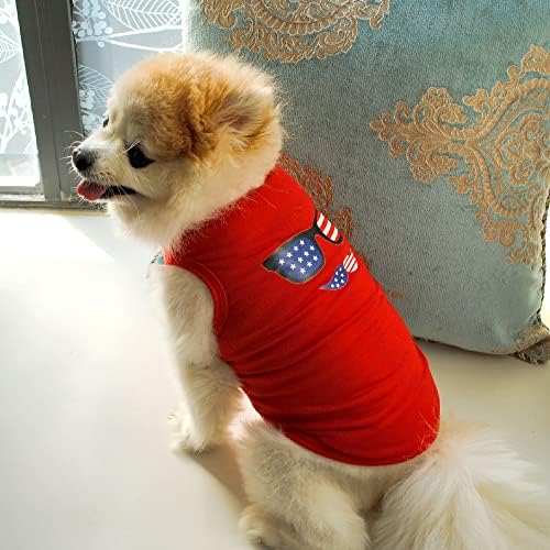 Pacote de 2 feliz 4 de julho de camisa de cachorro, Memorial Day Dog Roupet Puppy Camiseta Tanque de gato de gato de gato, roupas de cachorro patriótico para cães pequenos, vestuário de gato
