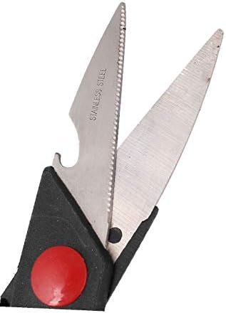 X-Dree Kitchen preto lidar com a lâmina de aço inoxidável tesouras de tesoura artesanal 21cm (cocina