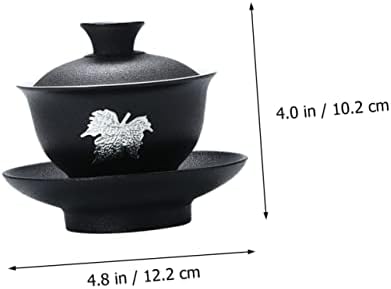 Conjunto de chá chinês da UPKOCH 2 PCs Kungfu Escritório de porcelana Creative Decor Retro Black