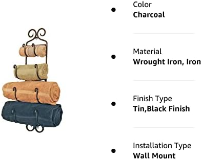 A lata colonial trabalha pequena adirondack towel rack ~ ferro preto forjado