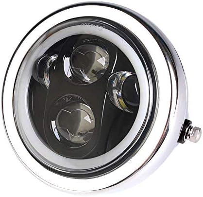 Pacote de faróis de motocicleta LED preta de 5,75 polegadas com halo de halo de halo branco DRL e caixa
