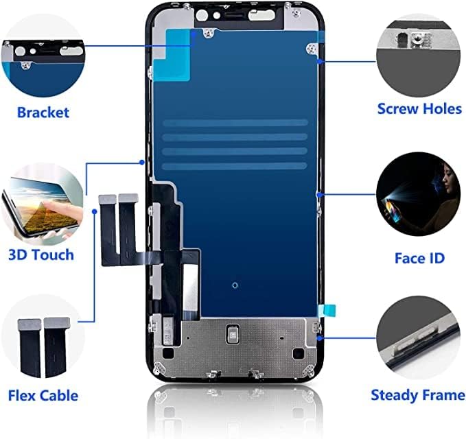 Para iPhone 11 Screen Substacement Kit de montagem completa Tela de toque LCD Digitalizador LCD Visor de substituição de tela LCD 6,1 polegadas A2111, A2223, A2221 Kit de reparo com ferramentas
