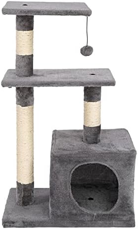 NC 32 Cat Tree Stand House com postes de arranhões cinza