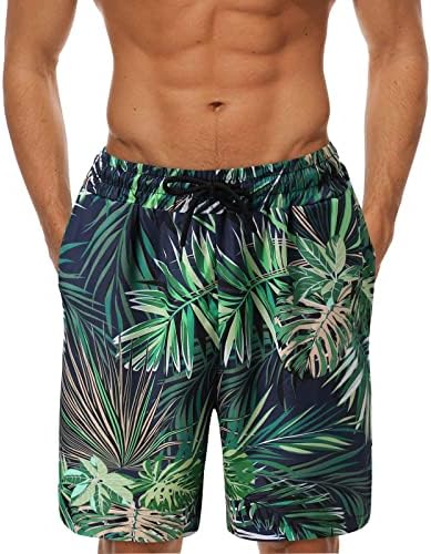 Thorts de tábua de verão zddo para homens folhas havaianas estampas florais troncos de natação soltos shorts