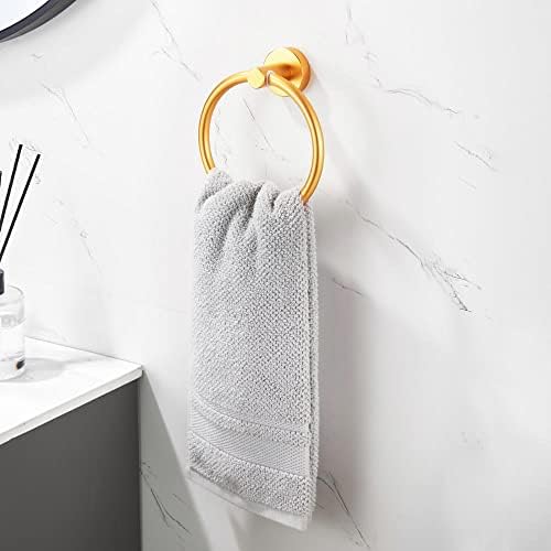 Toalha redonda dourada - Suporte de toalha de banheiro espessado para organização de economia de espaço
