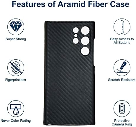 Caso de fibra de aramida para Samsung Galaxy S23 Ultra 5G com textura de fibra de carbono, capa