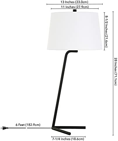 Markos 28,5 Alto lâmpada de mesa inclinada com tom de tecido em bronze/branco enegrecido