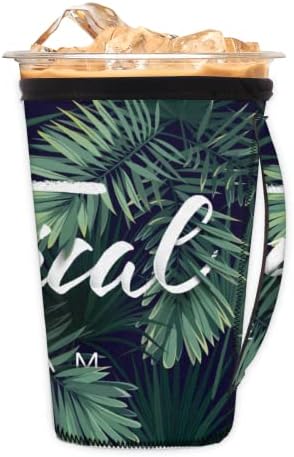 Folhas de palma folhas folhas Hawaiian Iced Coffee Manga com alça, reutilizável Neoprene Isolle