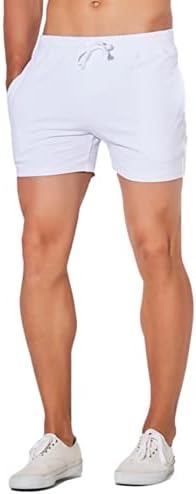Seekme Men's Cotton de 5 shorts shorts elásticos Cintura Pocket Jogger Sweat Short Short
