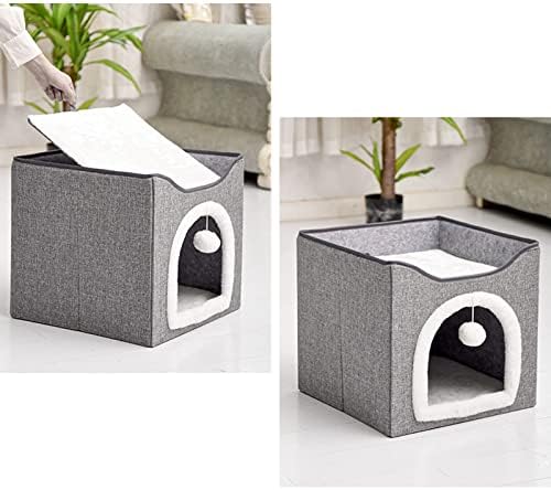 Casa de gatos, cama de caverna de gato, design dobrável de bola de pelúcia, respirável, fechado