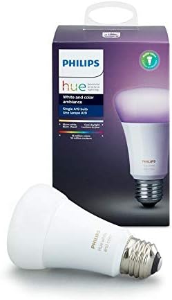 Philips Hue Single Premium A19 Smart Bulb, 16 milhões de cores, para a maioria das lâmpadas