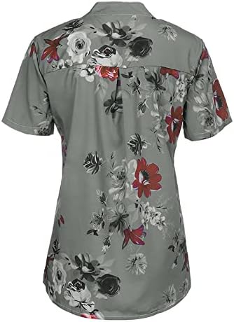 Camisas de verão para mulheres Manga curta FIT SOP S-5XL Floral Trendy Buttons casuais para baixo V Tops de pescoço